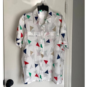 Alfred Dunner Funky Abstract Triangle Multicolored Button Down Shirt